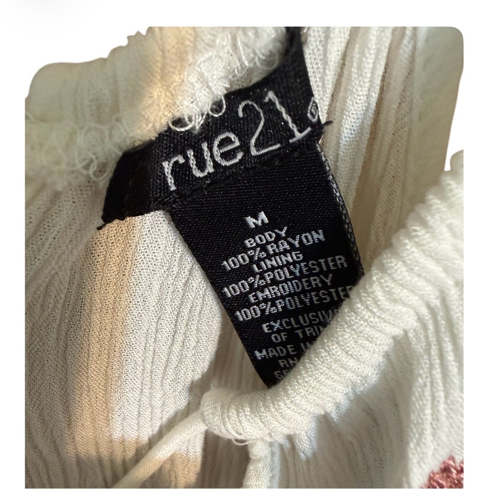 Rue21 Cream Embroidered Maxi Dress Boho Sleeveless Tassel Back Size M - Picture 4 of 4